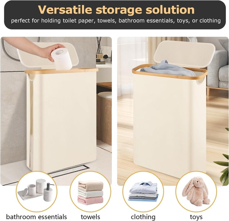 Dotpilgo Extra Large Toilet Paper Storage Basket with Lid 49L Slim Toilet Paper Basket Holder Bin Container Organizer for Bathroom Hold up to 20 Regular Rolls or 15 Mega Rolls - Image 5